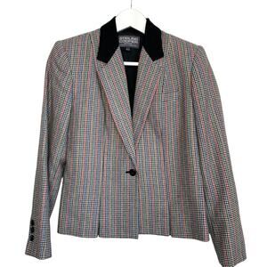Vintage Stirling Cooper Plaid Cropped Blazer Single Button XS Petite Wool